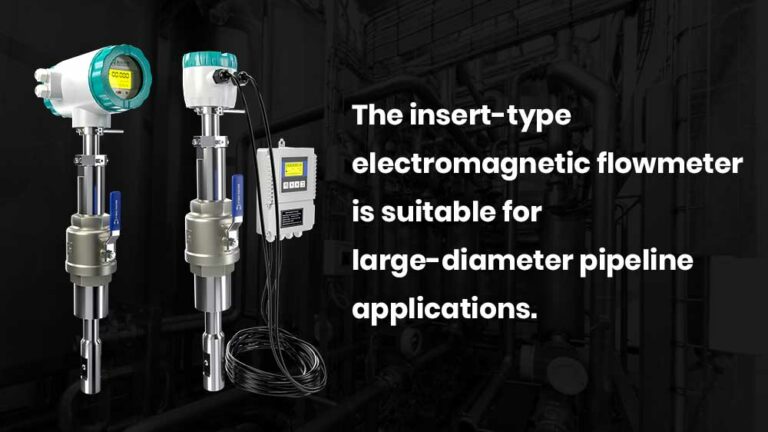 The insert-type electromagnetic flowmeter is suitable for large-diameter pipeline applications.