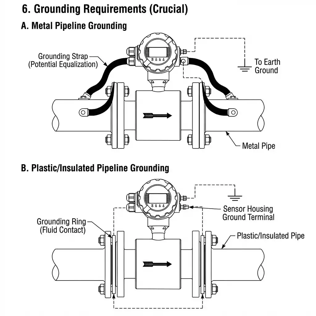 electromagnetic flowmeter Grounding Requirements