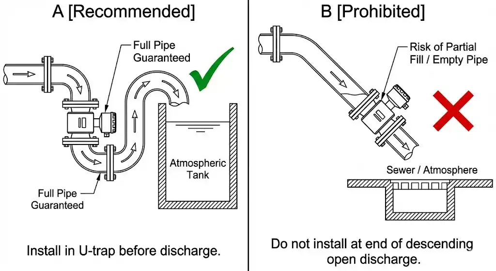 electromagnetic flowmeter Open Discharge Pipes