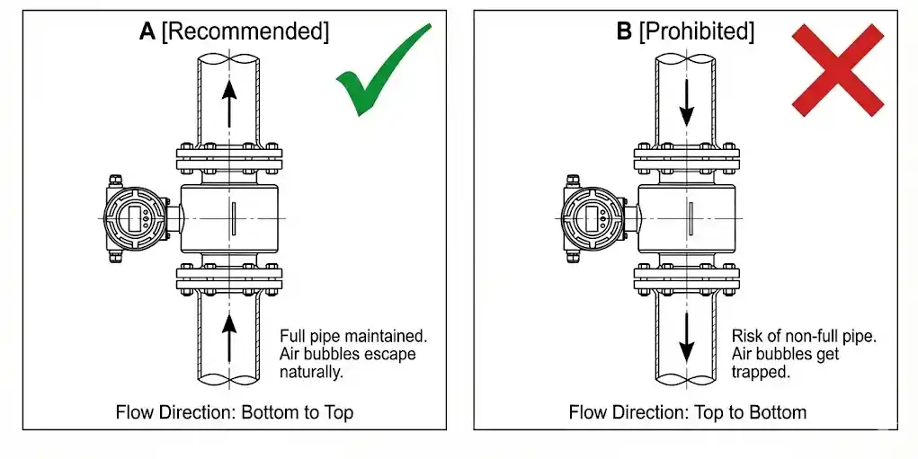 electromagnetic flowmeter Vertical Pipelines