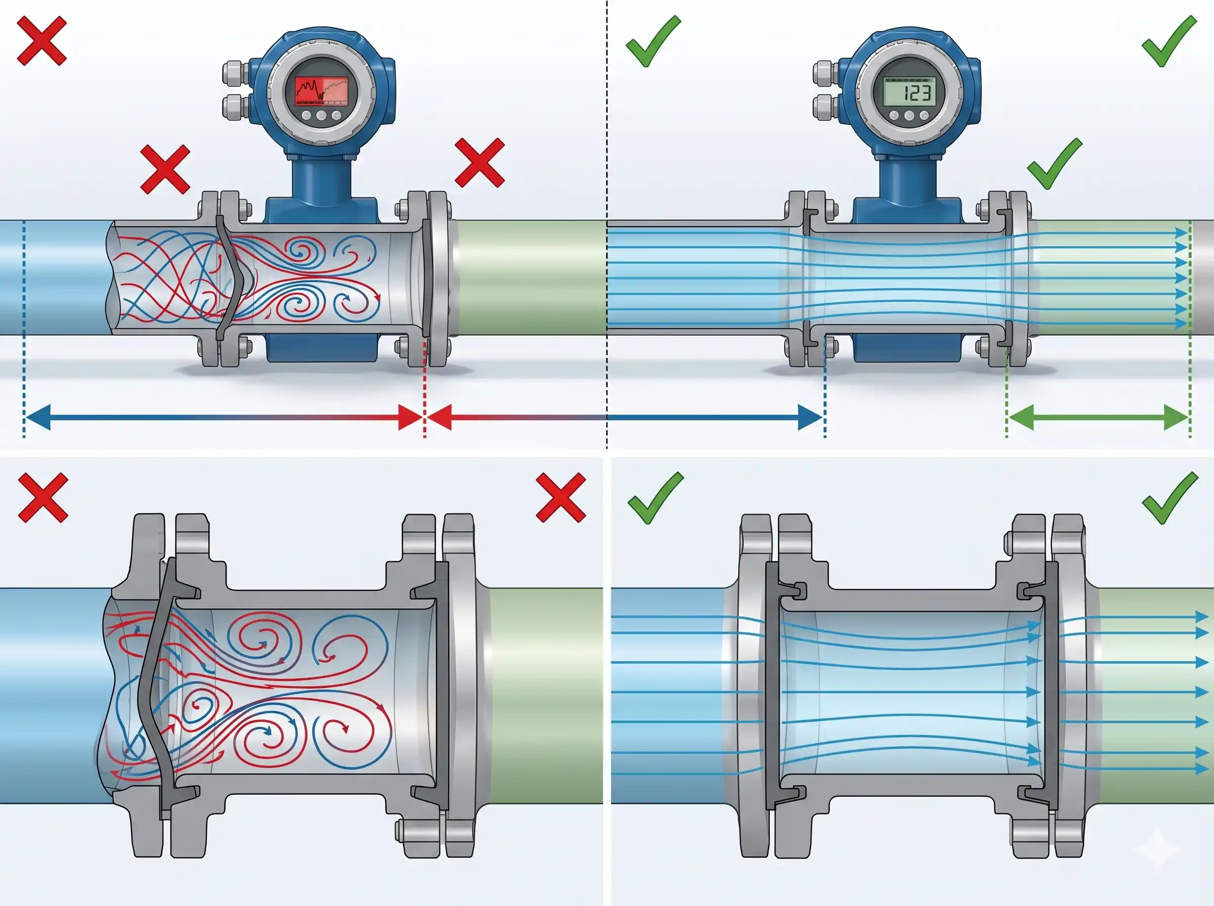 Schematic Diagram of the Influence of Flange Gasket on Electromagnetic Flowmeter